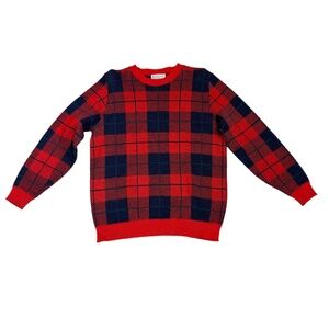 Vintage Pendleton Red and Navy Plaid Sweater